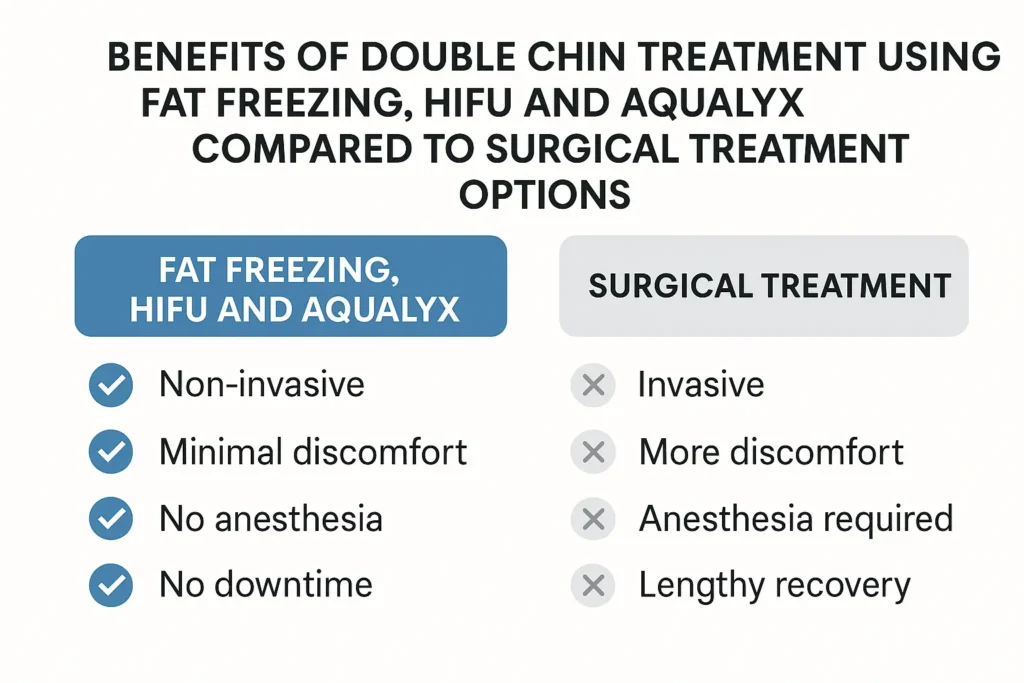 Graphic about the benefits of double chin treatment Wentworth - from LA LIPO